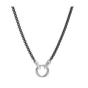 DAVID YURMAN CHAIN BLACK AND SILVER CHARM NECKLACE 2.7 mm 24in